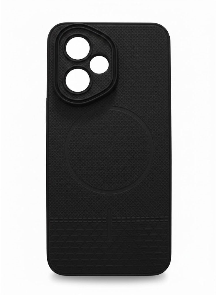 جراب حماية مقاوم للصدمات لهاتف Honor 400 5G، غطاء خلفي رفيع غير لامع بنسيج ألياف الكربون مع حماية للكاميرا وتصميم مضاد لبصمات الأصابع - أسود (تصميم غير مغناطيسي)